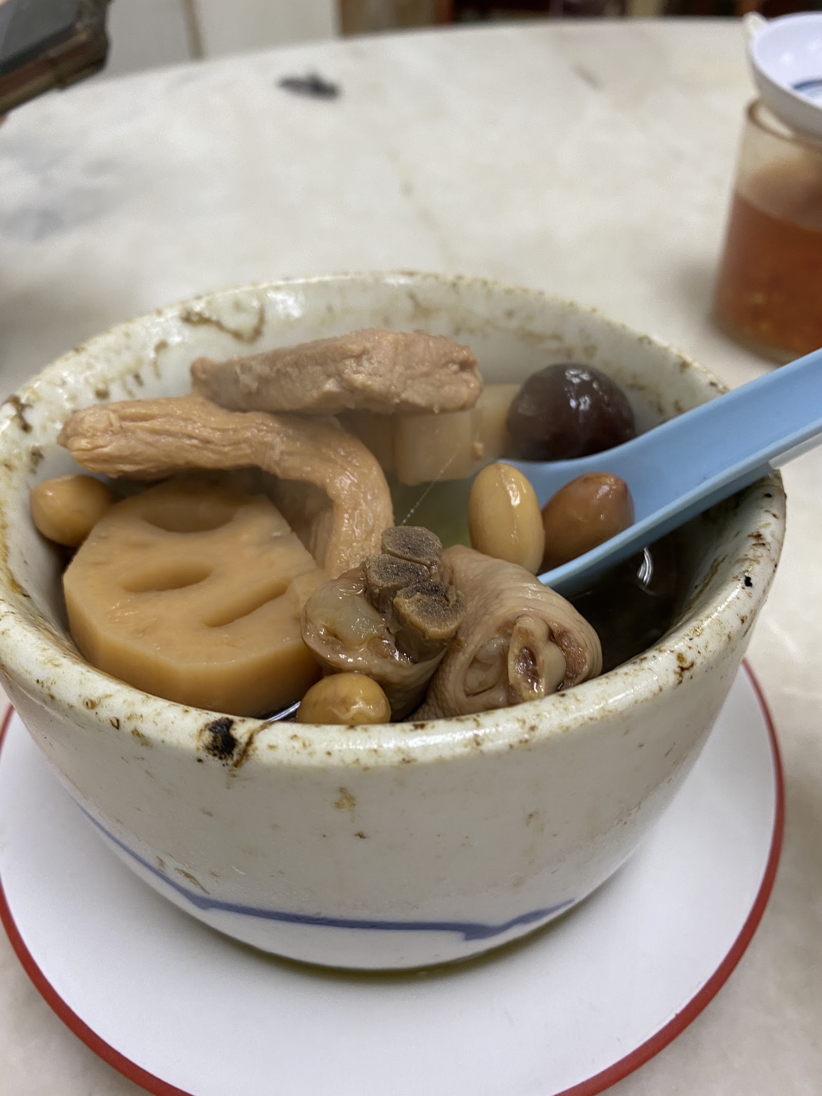 炖汤 (西洋菜/老黄瓜/黑豆/莲藕花生) Steam Soup (Watercress/ Old Cucumber Black Beans / Lotus Roots & Peanuts)